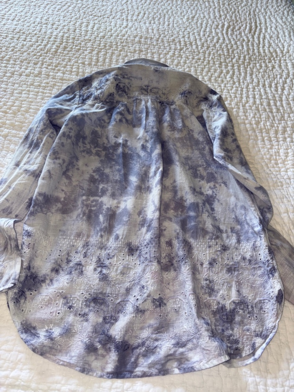 Pilcro Women’s Blue Cate Boho Eyelet Embroidered Button Down Top S EUC - Picture 8 of 12